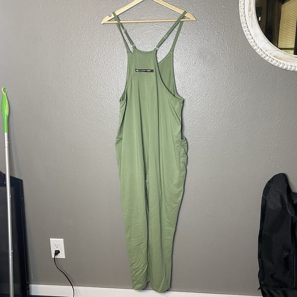 OUFEIYA Jumpsuit Harem Overall With Pockets Green Size Medium - Picture 3 of 4